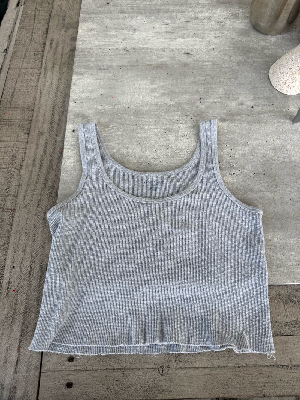 Brandy Melville Light Gray Ribbed Cropped Tank
